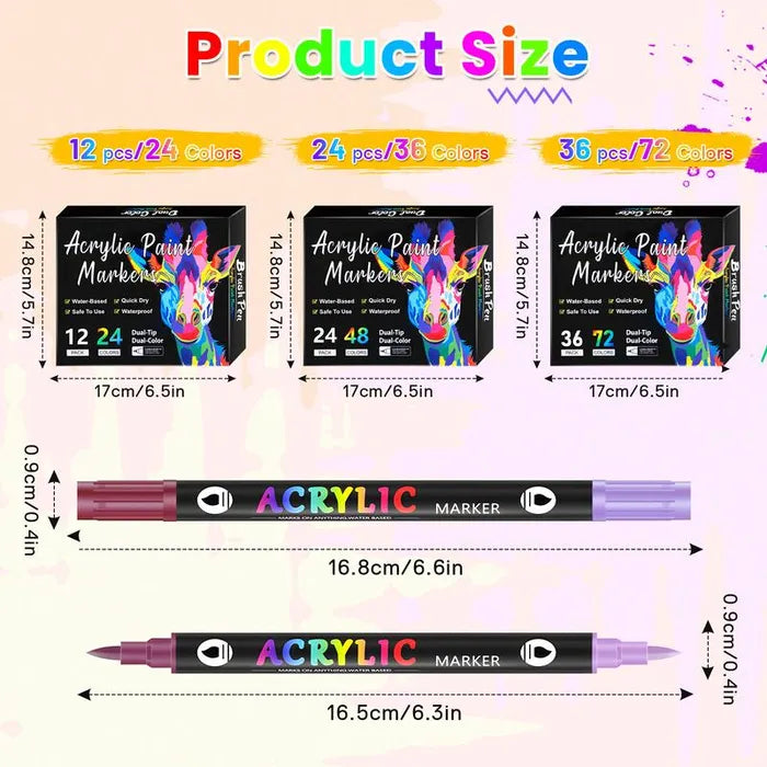 Dual-Tip Acrylic Paint Markers Set