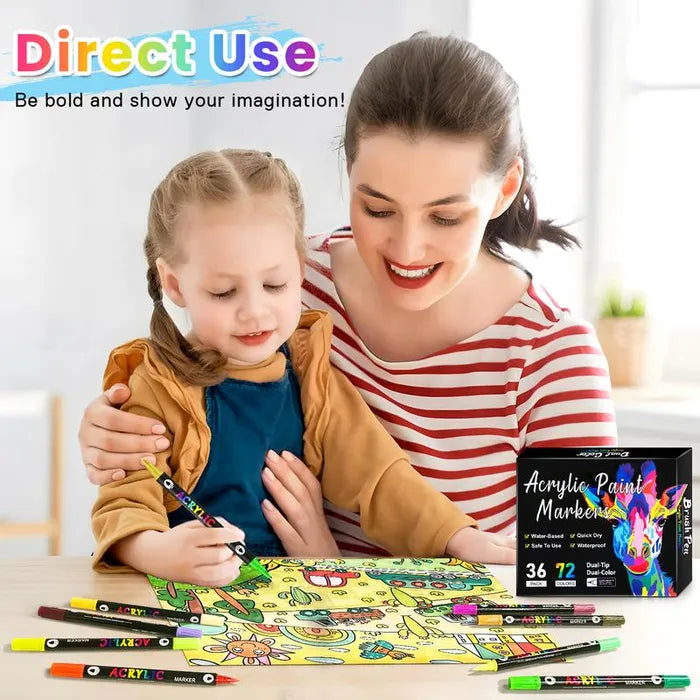 Dual-Tip Acrylic Paint Markers Set