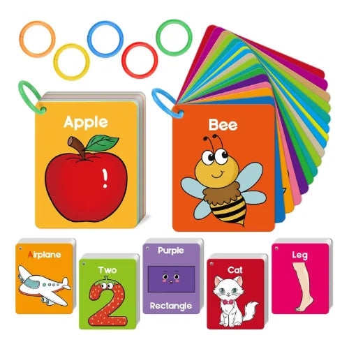 64 Cognitive Flashcards for Kids, Learning Alphabet, Numbers, Shapes & Colors, Animals