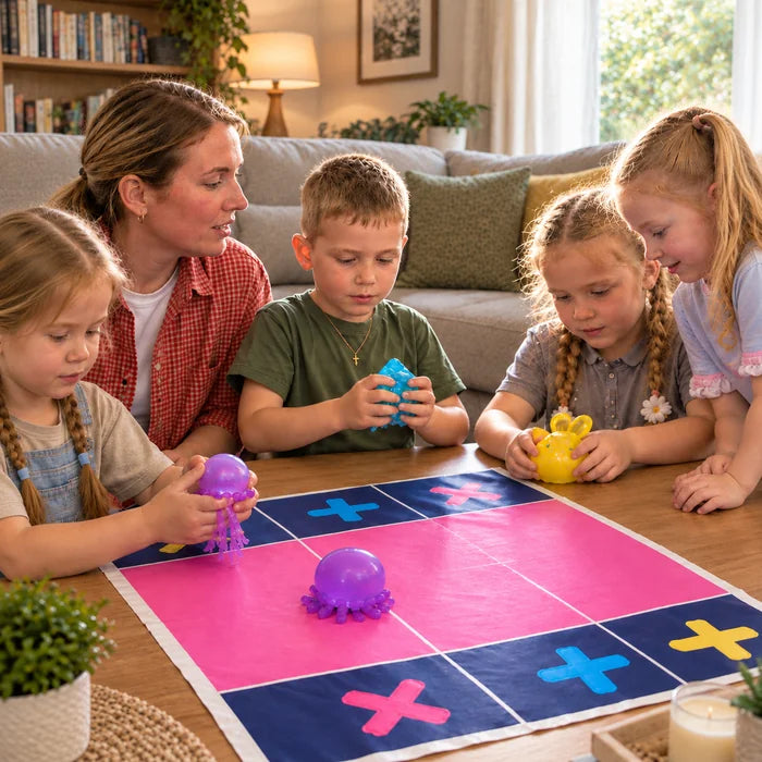 Fidget Trading Mat laid out with squishies on top